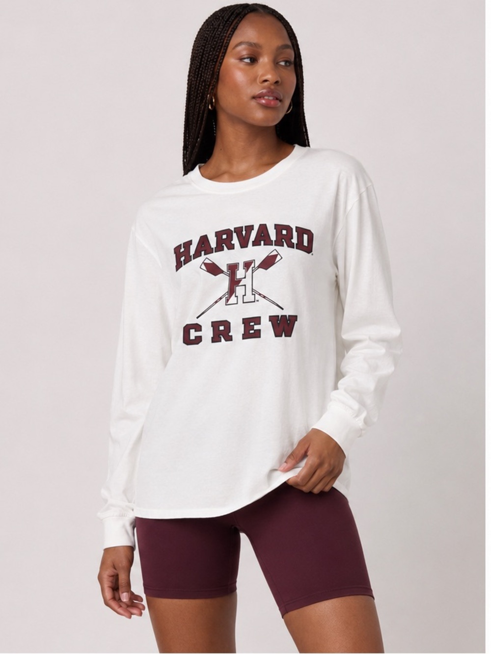Champion Harvard Crew White Graphic Long-Sleeve Tee